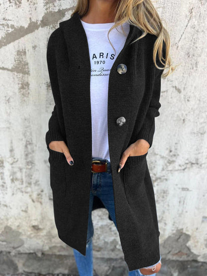 Lucienne | Women's Soft Knit Long Hooded Cardigan Sweater