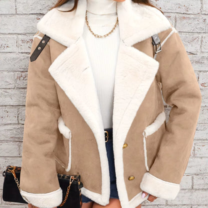 Luna | Women's Shearling Turn-Down Collar Oversized Jacket