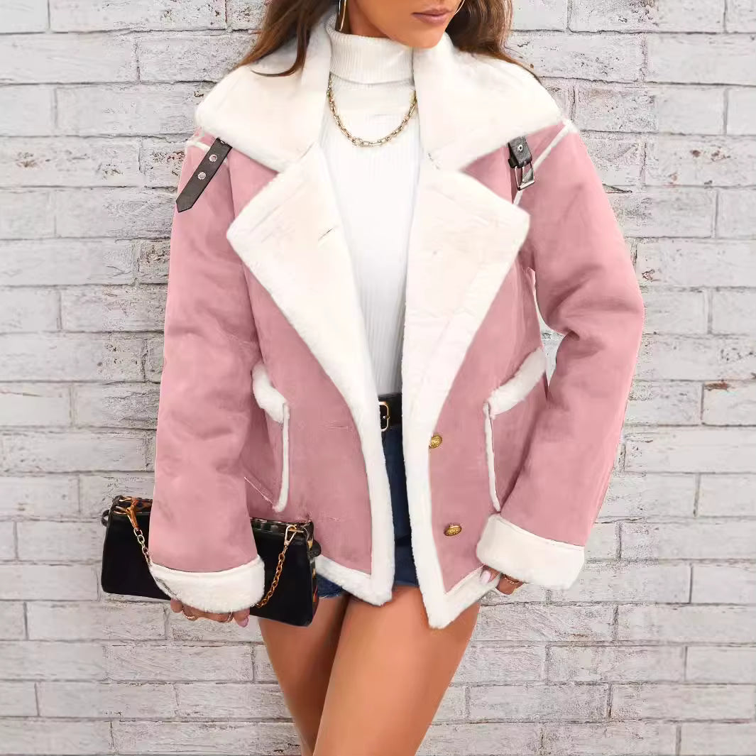 Luna | Women's Shearling Turn-Down Collar Oversized Jacket