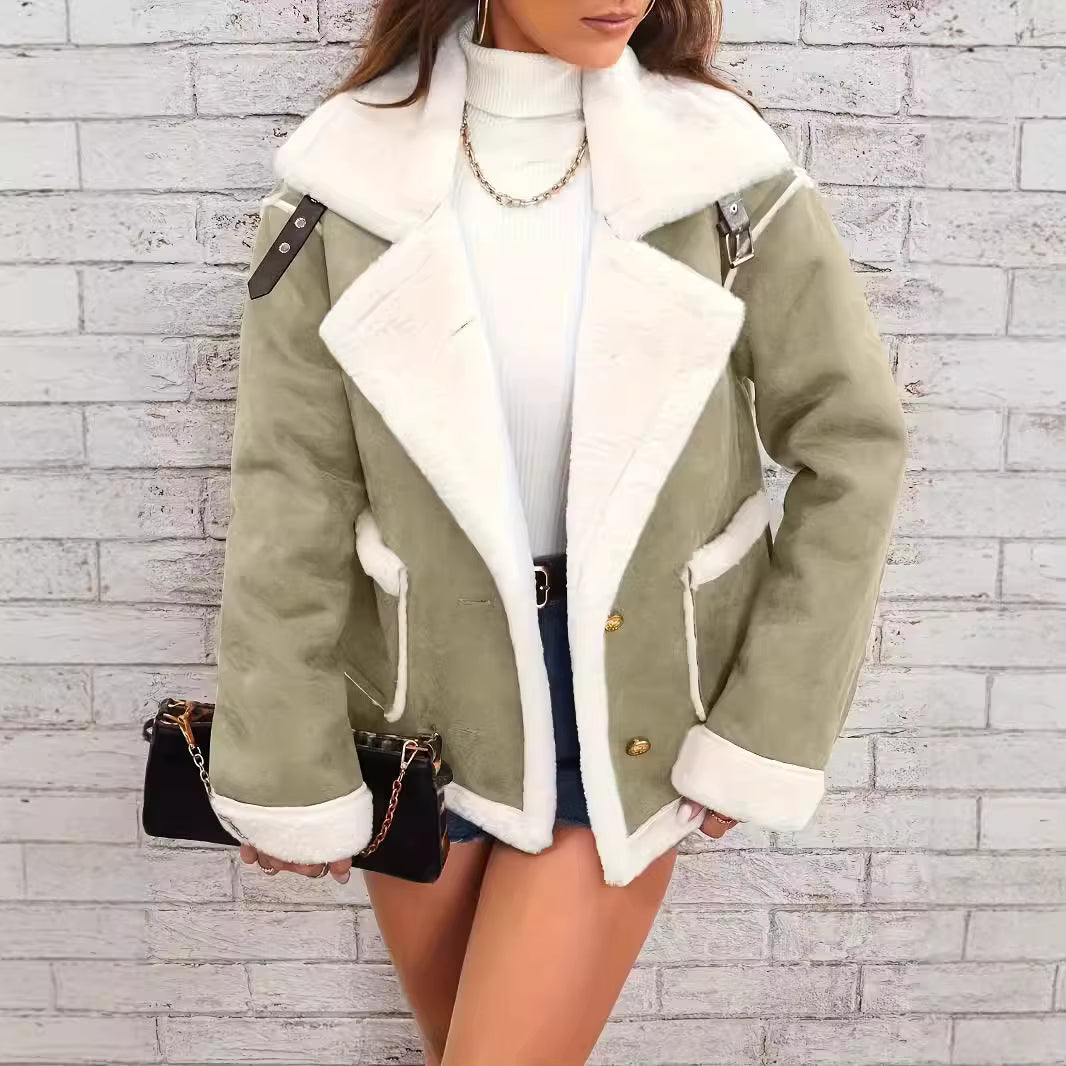 Luna | Women's Shearling Turn-Down Collar Oversized Jacket