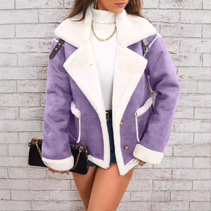 Luna | Women's Shearling Turn-Down Collar Oversized Jacket