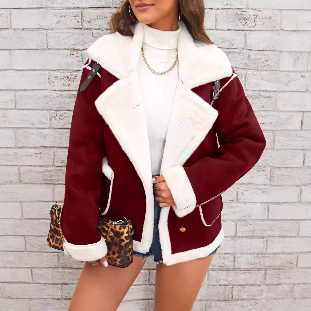Luna | Women's Shearling Turn-Down Collar Oversized Jacket