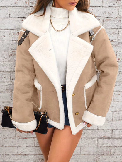 Luna | Women's Shearling Turn-Down Collar Oversized Jacket