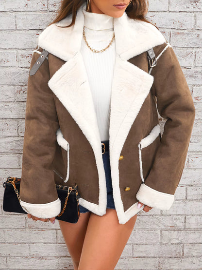 Luna | Women's Shearling Turn-Down Collar Oversized Jacket