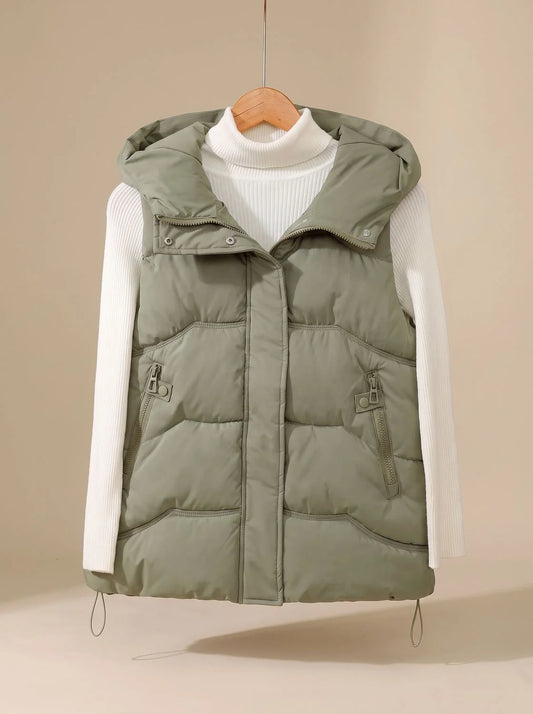 Marigold | Women's Padded Hooded Bodywarmer with Zippered Pockets