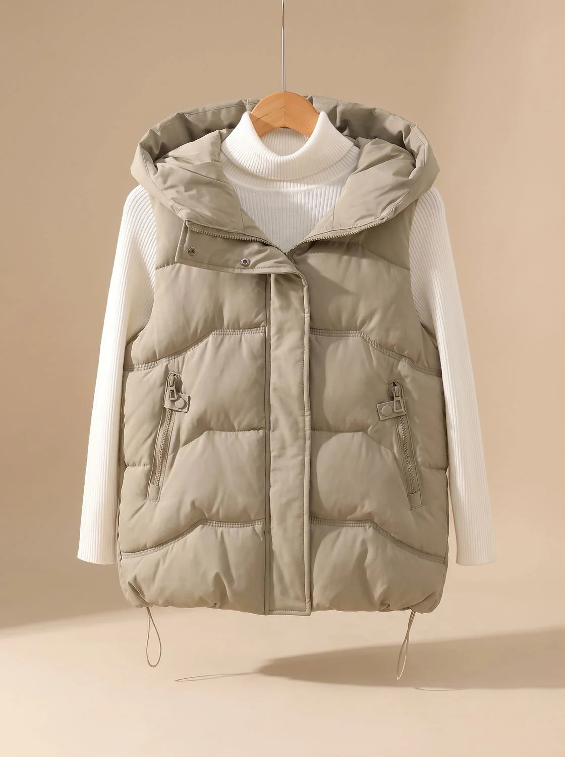 Marigold | Women's Padded Hooded Bodywarmer with Zippered Pockets