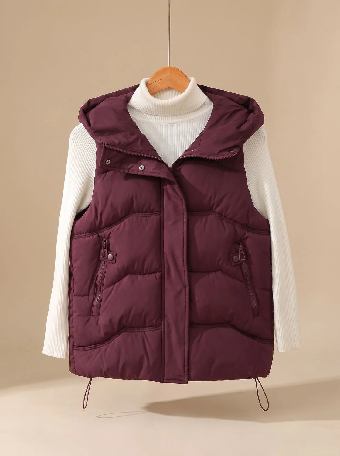 Marigold | Women's Padded Hooded Bodywarmer with Zippered Pockets