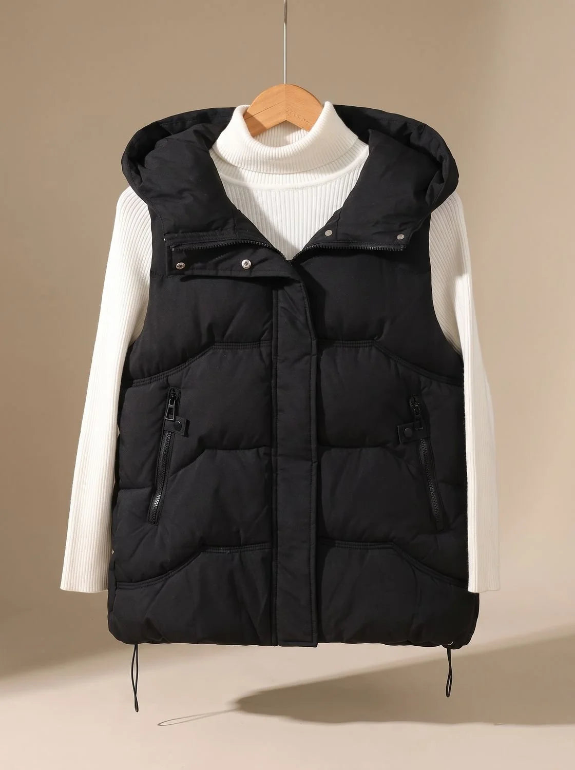 Marigold | Women's Padded Hooded Bodywarmer with Zippered Pockets