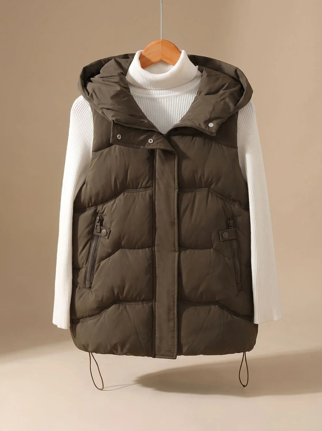 Marigold | Women's Padded Hooded Bodywarmer with Zippered Pockets