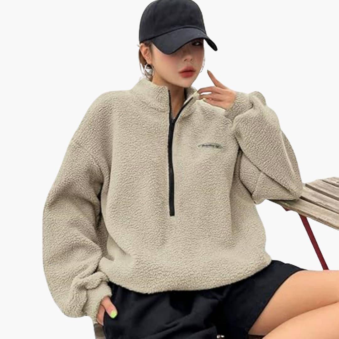 Nell | Women's Textured Fleece Half-Zip Sweatshirt