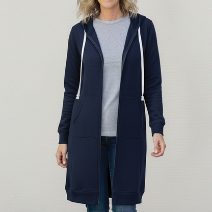 Odette | Women's Longline Hooded Zip-Up Fleece Jacket