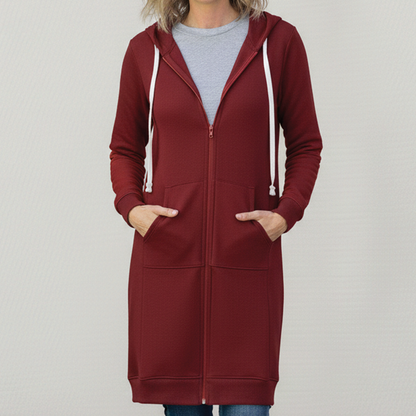 Odette | Women's Longline Hooded Zip-Up Fleece Jacket