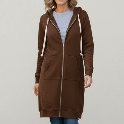 Odette | Women's Longline Hooded Zip-Up Fleece Jacket