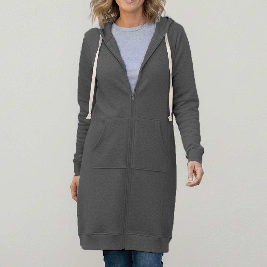 Odette | Women's Longline Hooded Zip-Up Fleece Jacket