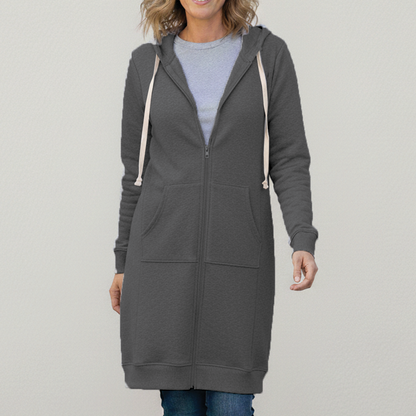 Odette | Women's Longline Hooded Zip-Up Fleece Jacket