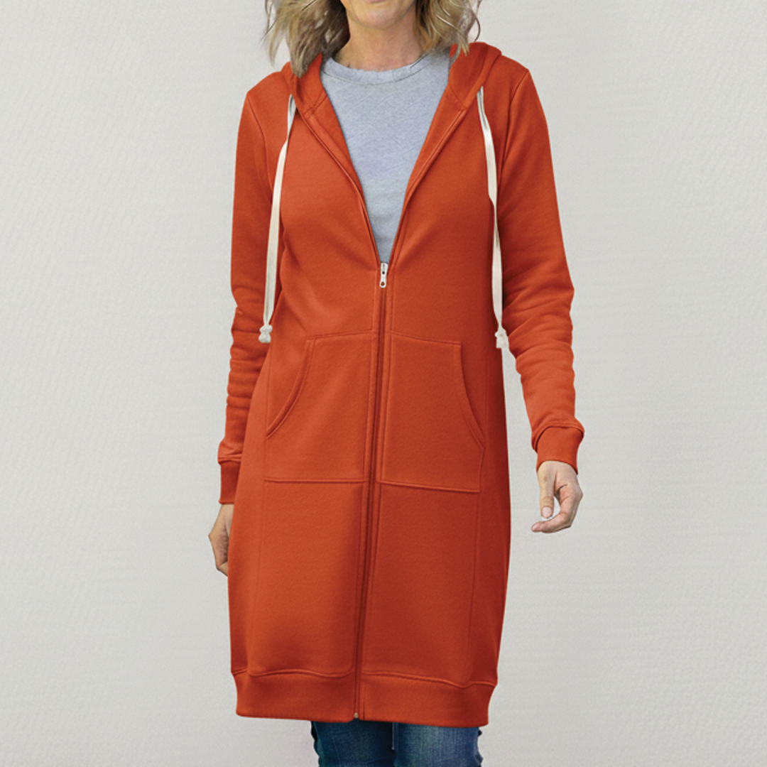 Odette | Women's Longline Hooded Zip-Up Fleece Jacket