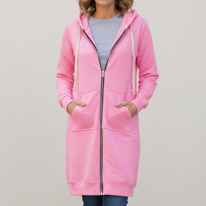 Odette | Women's Longline Hooded Zip-Up Fleece Jacket