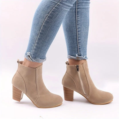 Ophelia | Women's Block Heel Ankle Boots with Side Zip