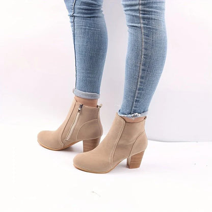 Ophelia | Women's Block Heel Ankle Boots with Side Zip