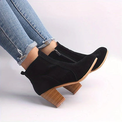 Ophelia | Women's Block Heel Ankle Boots with Side Zip