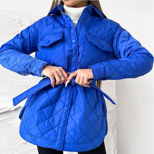 Parker | Women's Diamond-Quilted Belted Oversized Winter Jacket