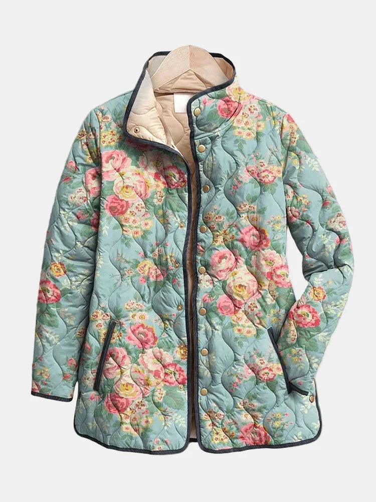 Poppy | Women's Floral Print Quilted Snap-Front Jacket