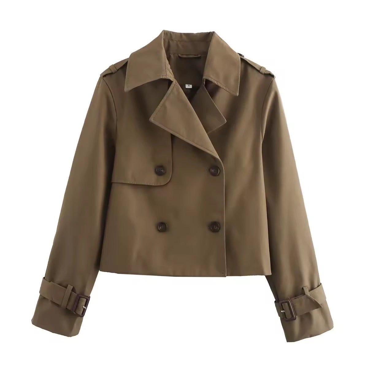 Rosalind | Women's Cropped Double-Breasted Trench Coat With Buckled Cuffs