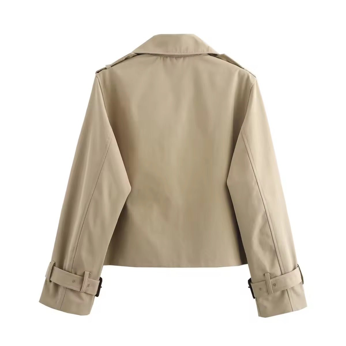 Rosalind | Women's Cropped Double-Breasted Trench Coat With Buckled Cuffs