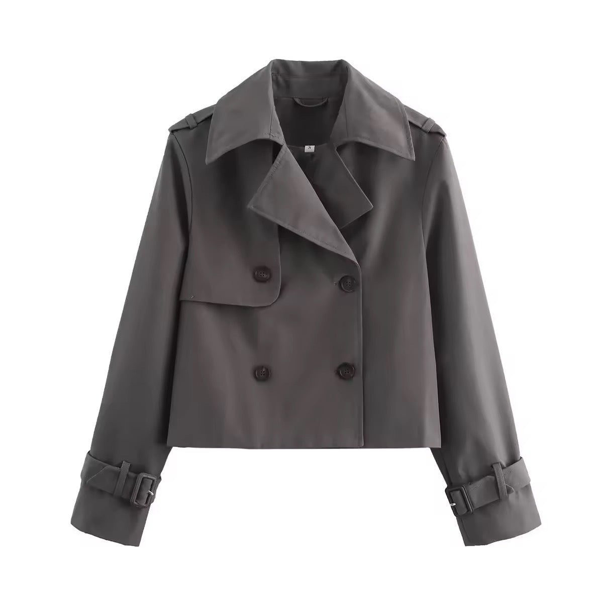 Rosalind | Women's Cropped Double-Breasted Trench Coat With Buckled Cuffs