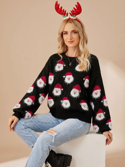 Rose | Women's Knit Oversized Long Sleeve Christmas Sweater