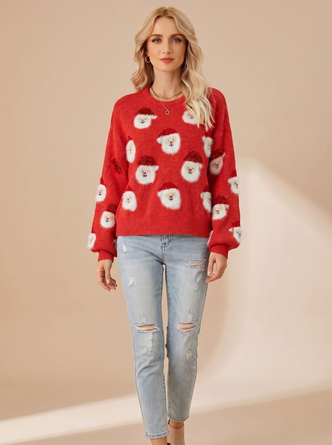 Rose | Women's Knit Oversized Long Sleeve Christmas Sweater