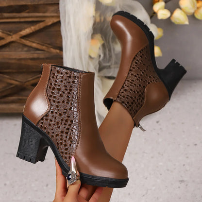 Ruby | Women's Leather Chunky Heel Ankle Boots