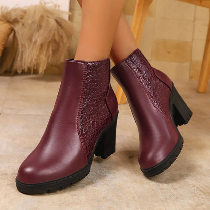 Ruby | Women's Leather Chunky Heel Ankle Boots