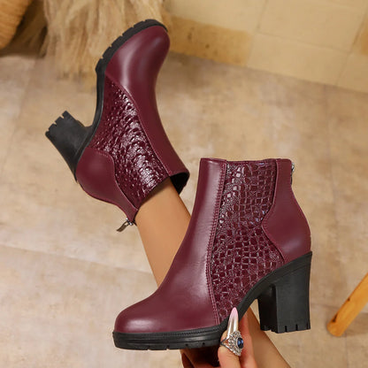 Ruby | Women's Leather Chunky Heel Ankle Boots
