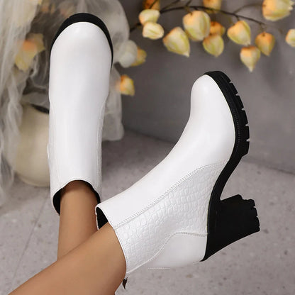 Ruby | Women's Leather Chunky Heel Ankle Boots