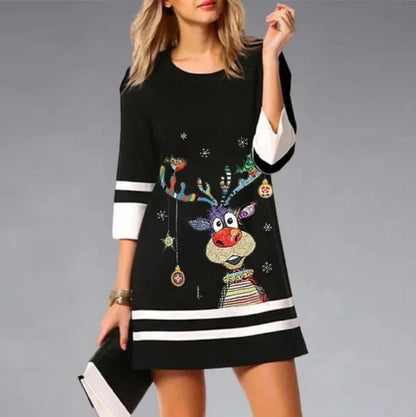 Ruby | Women's Reindeer Print Christmas Dress