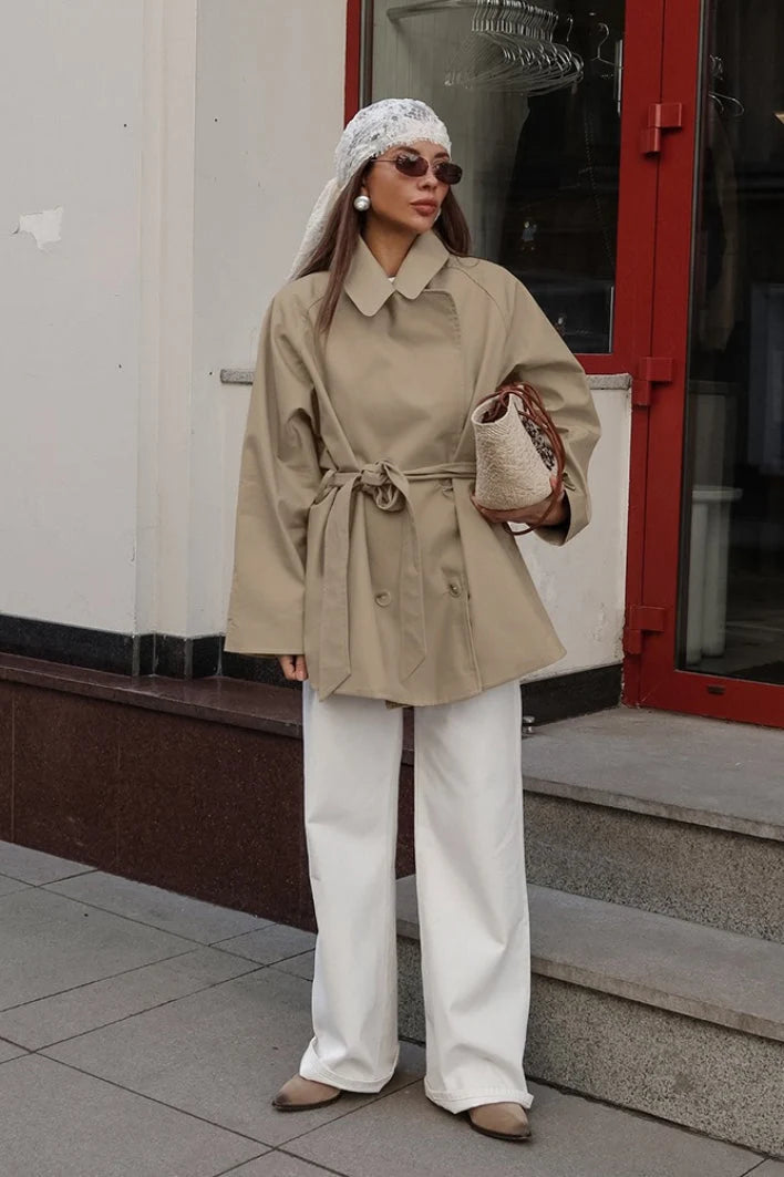 Sonia | Women's Belted Cotton Wrap Trench Coat
