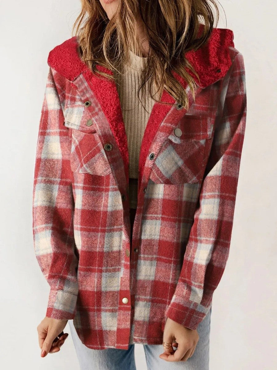 Sutton | Women's Sherpa-Lined Hooded Plaid Flannel Jacket