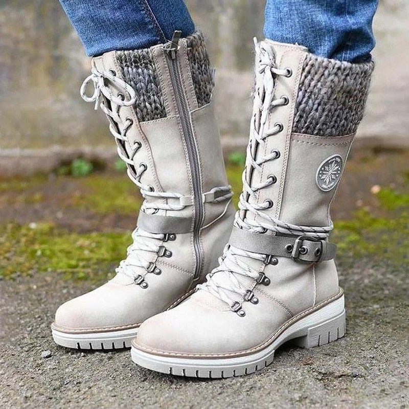 Sylvie | Women's Leather Knee High Combat Boots