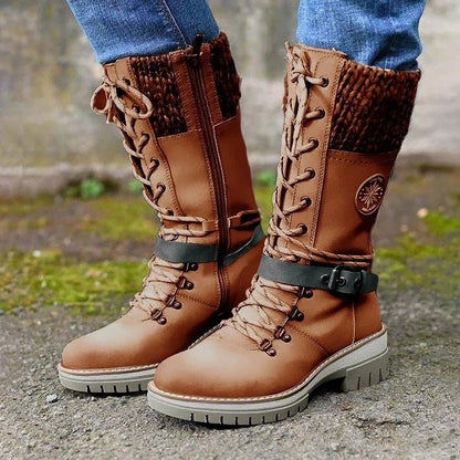 Sylvie | Women's Leather Knee High Combat Boots