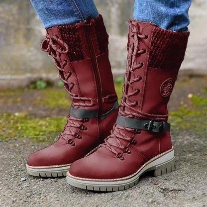 Sylvie | Women's Leather Knee High Combat Boots