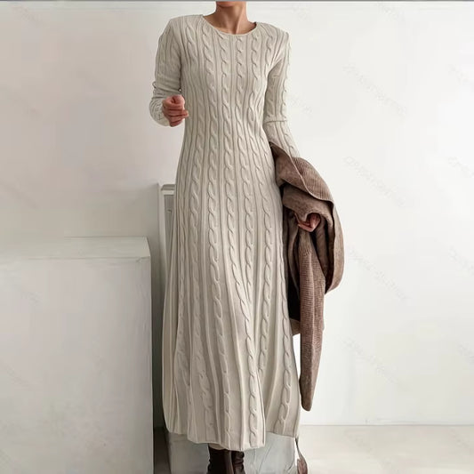 Willow | Women's Knit Cable Long Sleeve Sweater Maxi Dress