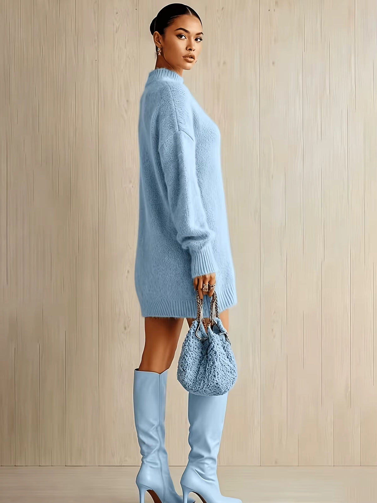 Willow | Women's Knit Long Sleeve Turtleneck Sweater Dress